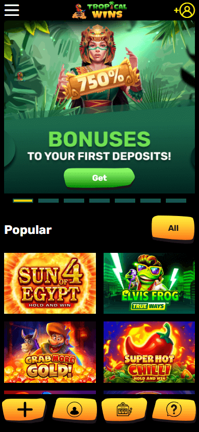 Tropical Wins Casino Mobile screenshot